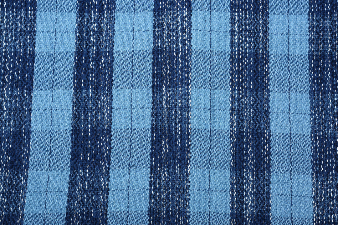 Samurai Jeans SKN24-01W rain drop kasuri sashiko flannel work shirt fabric close up