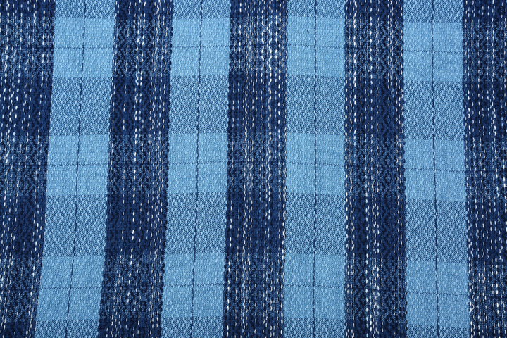 Samurai Jeans SKN24-01W rain drop kasuri sashiko flannel work shirt fabric close up