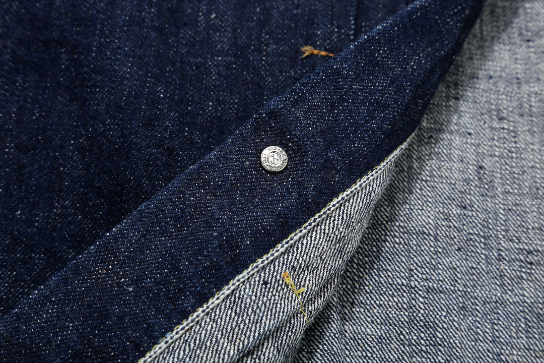 Samurai Jeans S101AX "AI Plus" Natural Indigo Mixed 18oz Selvedge Denim Jacket Button Reverse Side