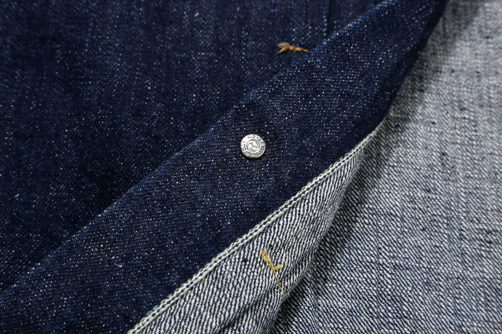 Samurai Jeans S101AX "AI Plus" Natural Indigo Mixed 18oz Selvedge Denim Jacket Button Reverse Side