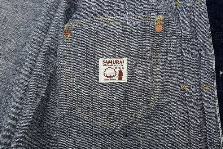 Samurai Jeans S101AX "AI Plus" Natural Indigo Mixed 18oz Selvedge Denim Jacket Samurai Cotton Label
