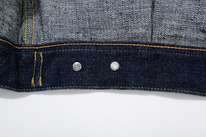 Samurai Jeans S101AX "AI Plus" Natural Indigo Mixed 18oz Selvedge Denim Jacket Button Reverse Side