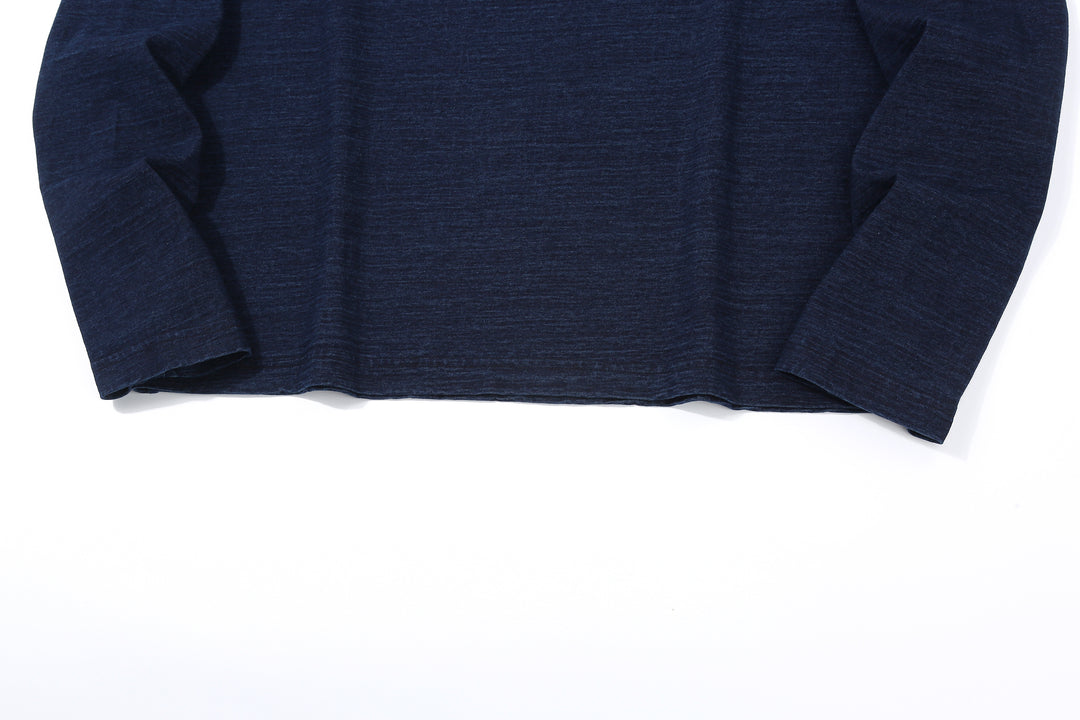 Pure Blue Japan LS-5011-D Indigo Jersey Crew Neck Long Sleeved T-shirt - Dark Indigo