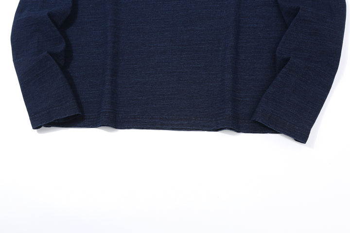 Pure Blue Japan LS-5011-D Indigo Jersey Crew Neck Long Sleeved T-shirt - Dark Indigo