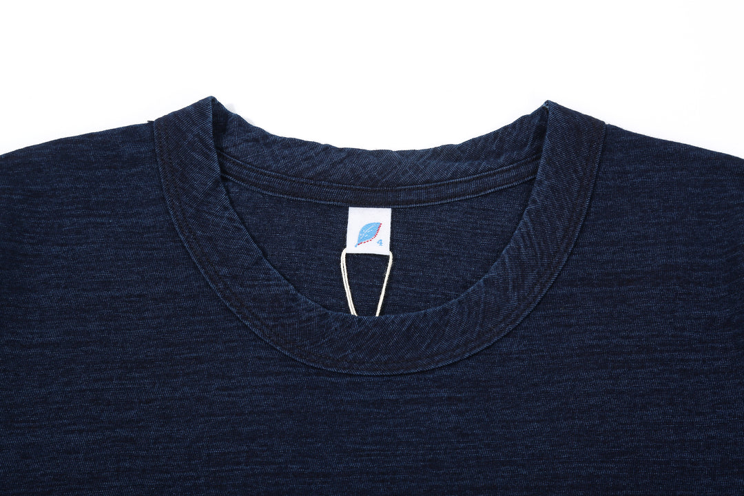 Pure Blue Japan LS-5011-D indigo jersey long sleeve T-shirt dark indigo slub cotton Japan binder neck