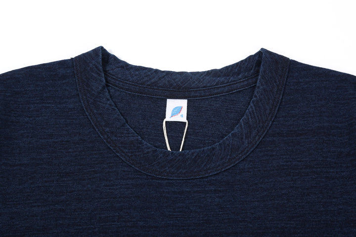 Pure Blue Japan LS-5011-D indigo jersey long sleeve T-shirt dark indigo slub cotton Japan binder neck
