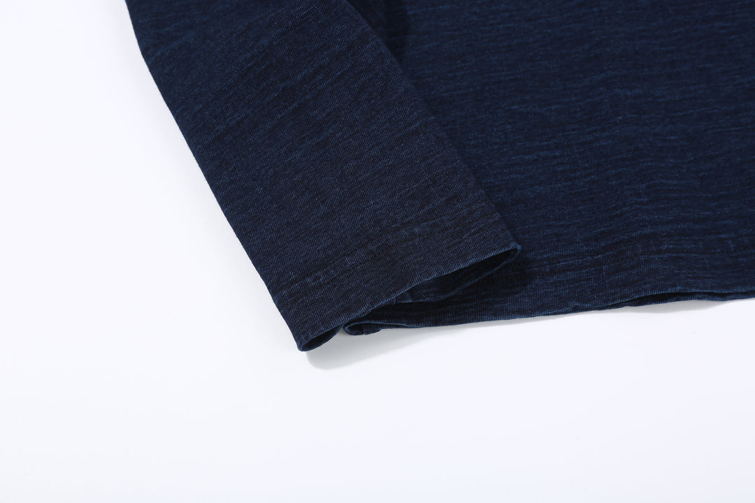 Pure Blue Japan LS-5011-D Indigo Jersey Crew Neck Long Sleeved T-shirt - Dark Indigo