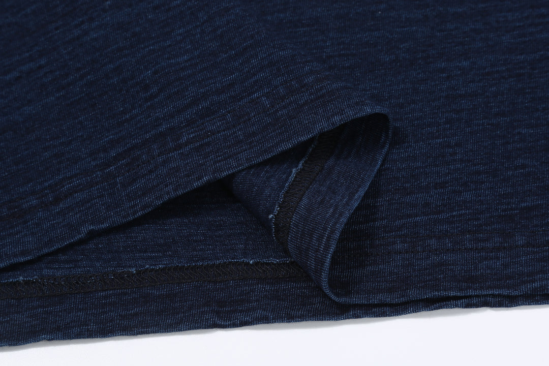 Pure Blue Japan LS-5011-D Indigo Jersey Crew Neck Long Sleeved T-shirt - Dark Indigo