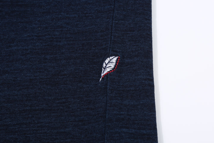 Pure Blue Japan LS-5011-D indigo jersey long sleeve T-shirt dark indigo slub cotton Japan leaf embroidery