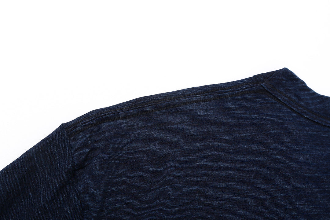 Pure Blue Japan LS-5011-D Indigo Jersey Crew Neck Long Sleeved T-shirt - Dark Indigo
