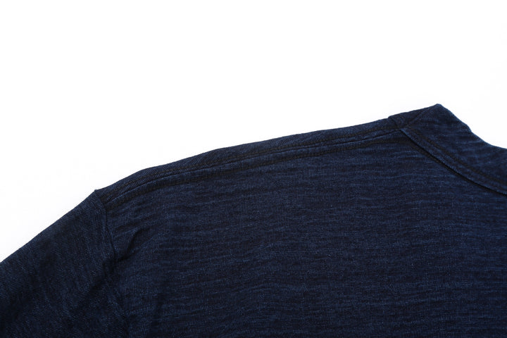Pure Blue Japan LS-5011-D Indigo Jersey Crew Neck Long Sleeved T-shirt - Dark Indigo