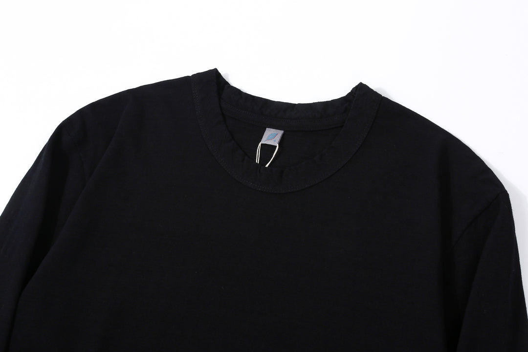 Pure Blue Japan LS-5011-IDBK indigo black jersey long sleeve T-shirt fading cotton Japan crew neck