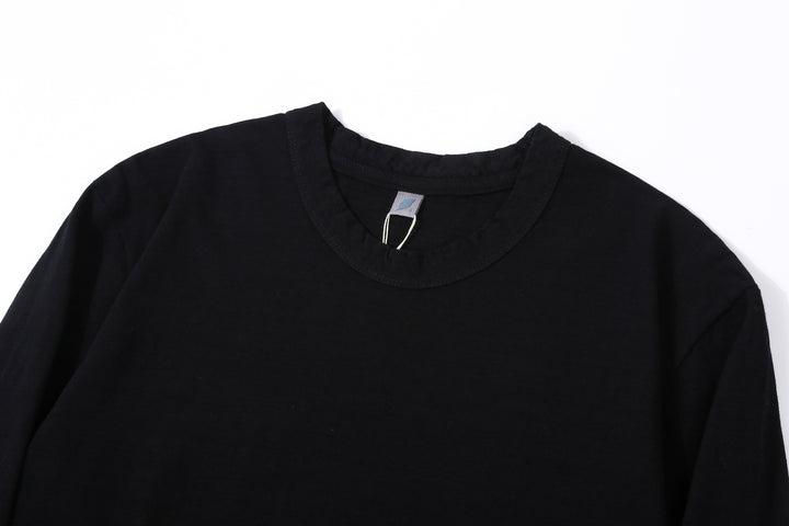 Pure Blue Japan LS-5011-IDBK indigo black jersey long sleeve T-shirt fading cotton Japan crew neck