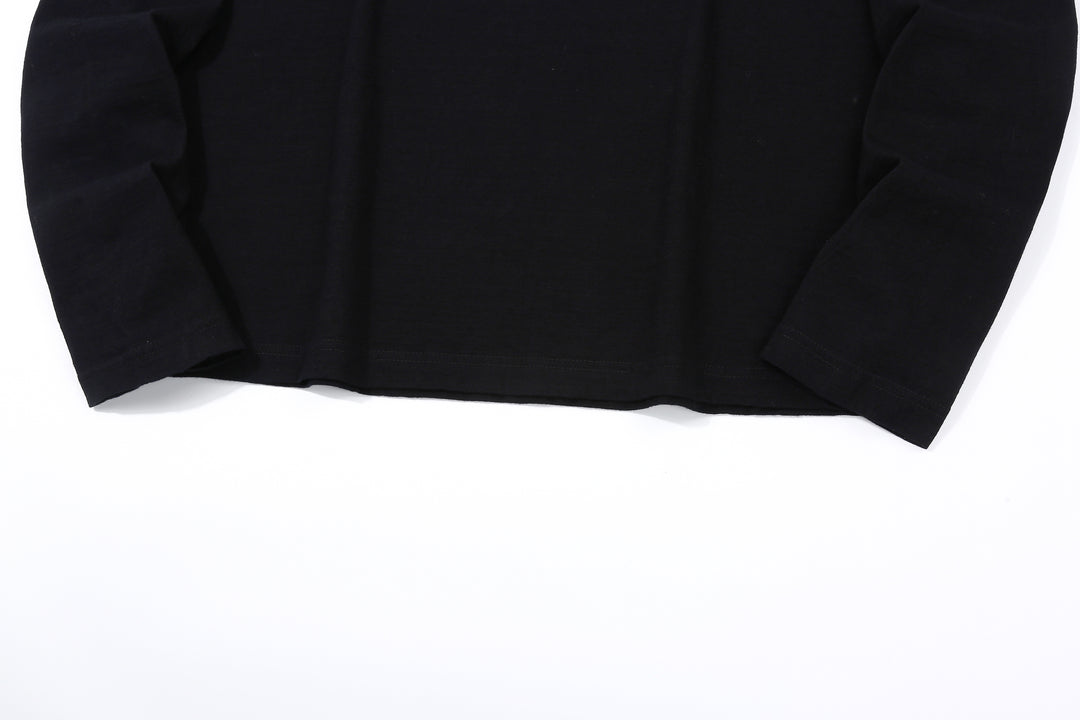 Pure Blue Japan LS-5011-IDBK Indigo Jersey Crew Neck Long Sleeved T-shirt - Indigo + Black