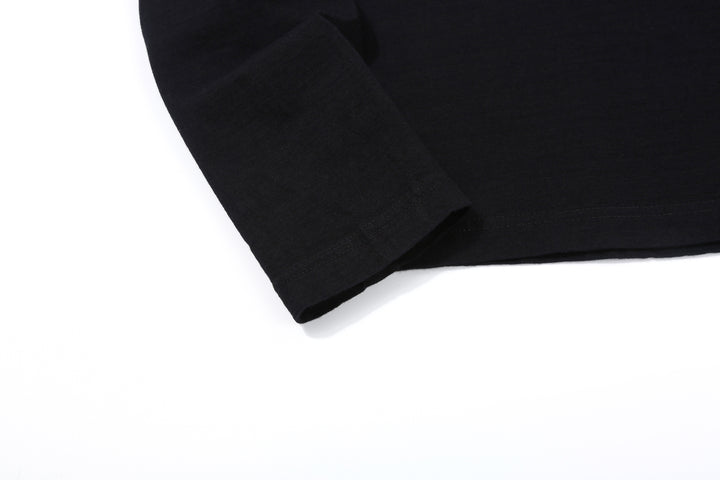 Pure Blue Japan LS-5011-IDBK Indigo Jersey Crew Neck Long Sleeved T-shirt - Indigo + Black