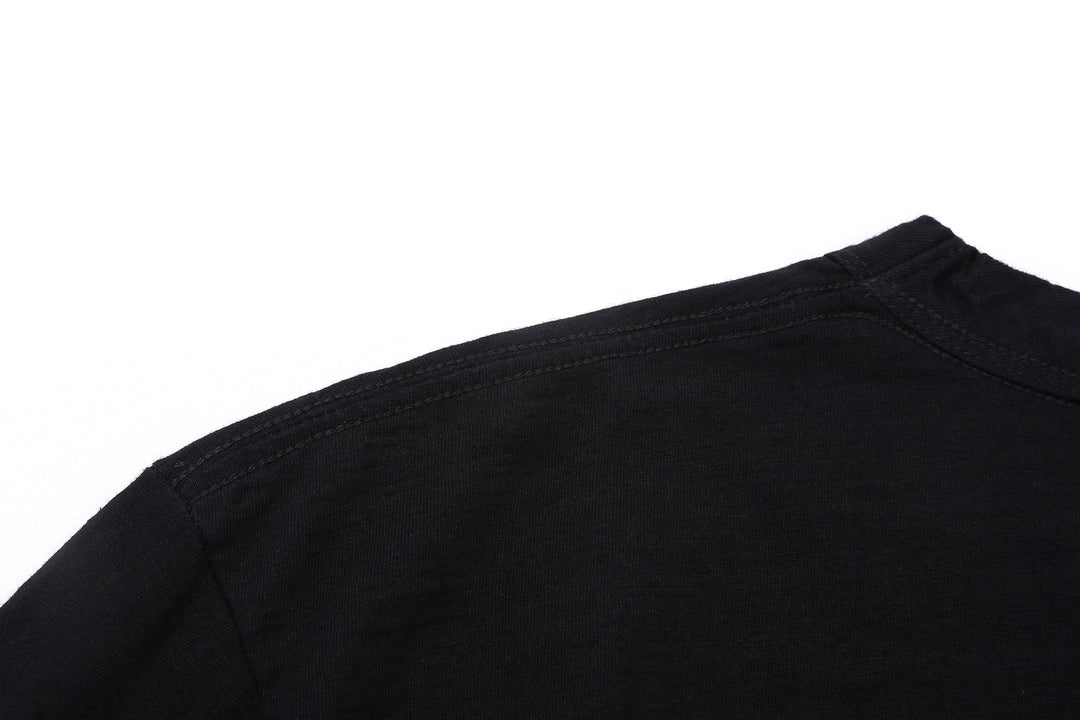 Pure Blue Japan LS-5011-IDBK Indigo Jersey Crew Neck Long Sleeved T-shirt - Indigo + Black