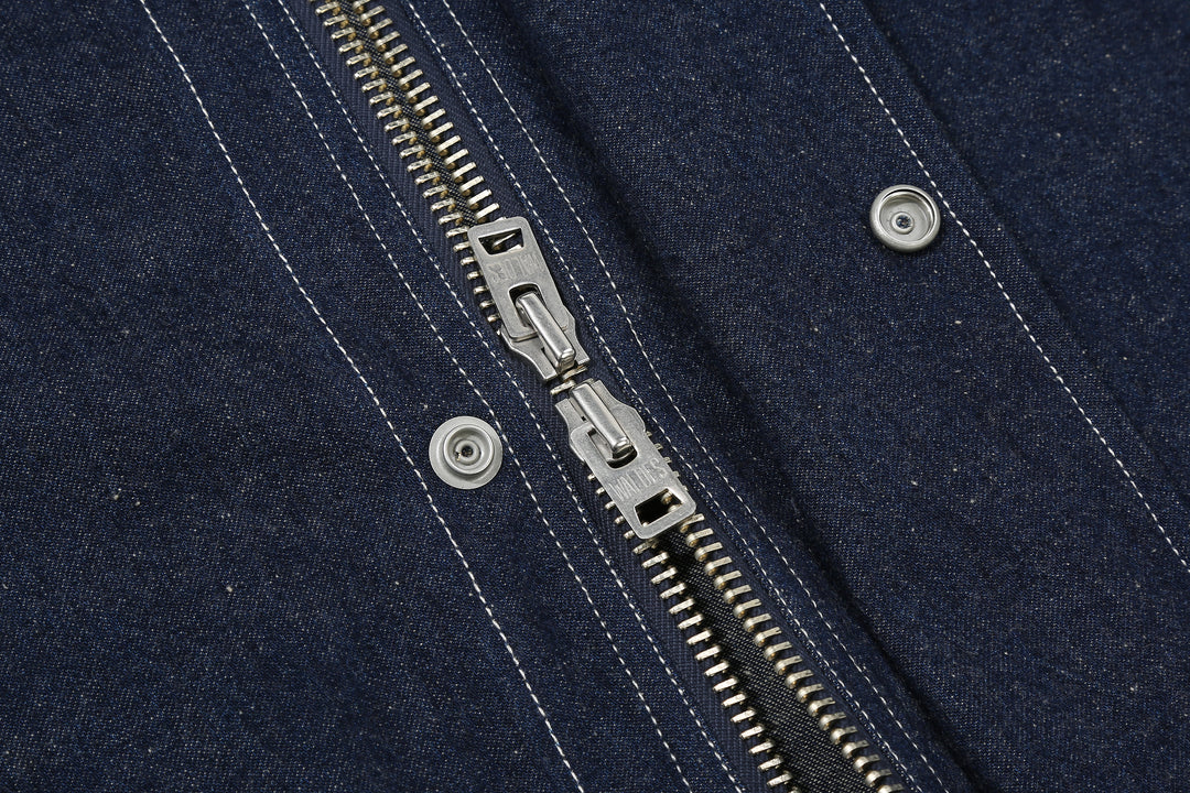 WASEW WSW-25S-001 10oz jelt denim mountain parka hooded jacket made in Japan lightweight denim outerwear zipper detail