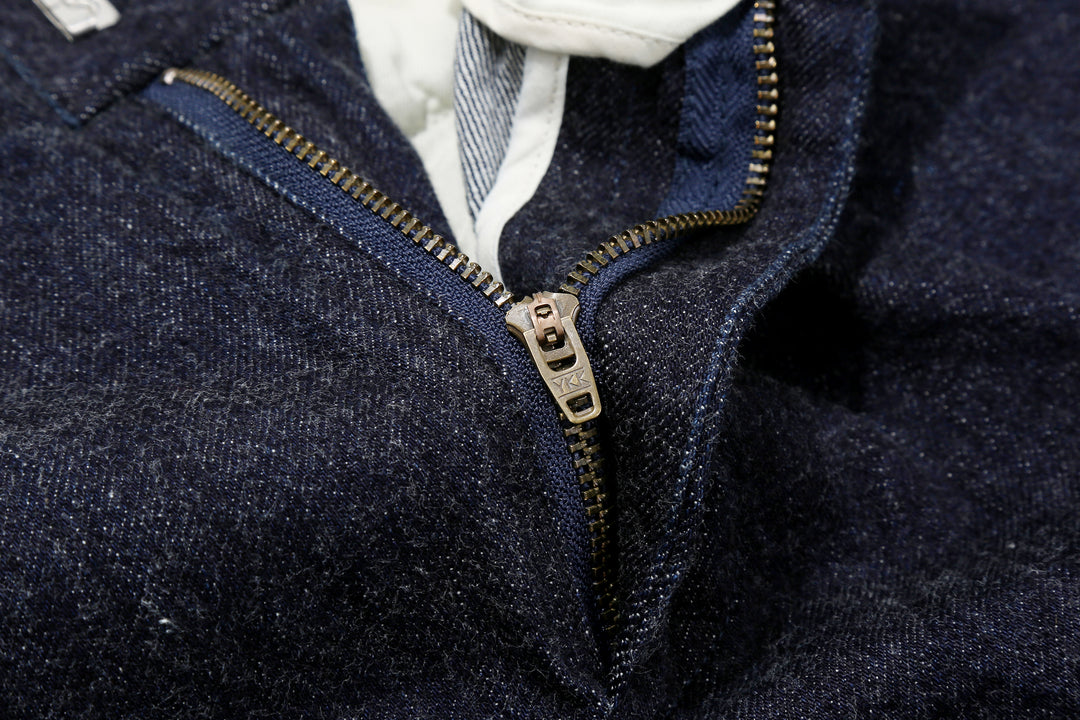 Sugar & Co SGR-S01 12oz selvedge indigo denim gentle pants zipper detail