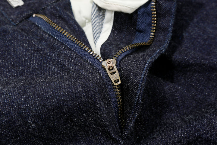 Sugar & Co SGR-S01 12oz selvedge indigo denim gentle pants zipper detail