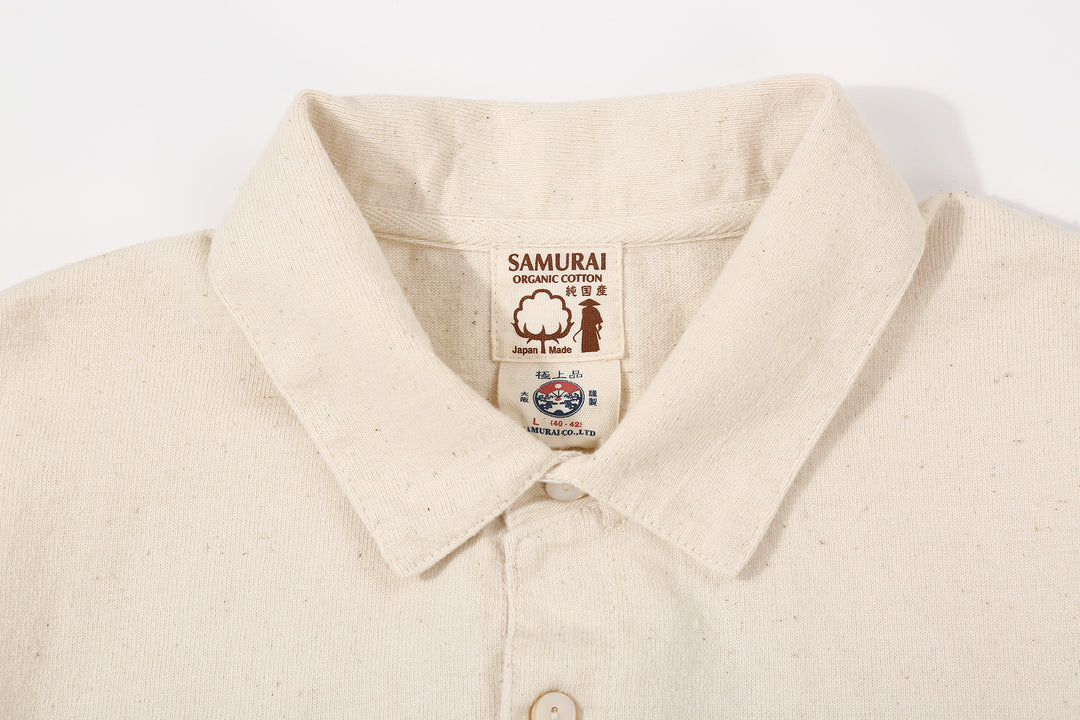 Samurai Jeans SJST-SC04 Samurai Cotton Polo Shirt Made in Japan Natural Collar