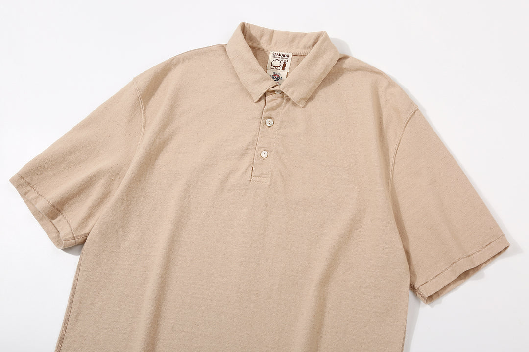 Samurai Jeans SJST-SC04 Samurai Cotton Polo Shirt Made in Japan Kuri Light Placket