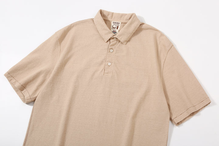 Samurai Jeans SJST-SC04 Samurai Cotton Polo Shirt Made in Japan Kuri Light Placket