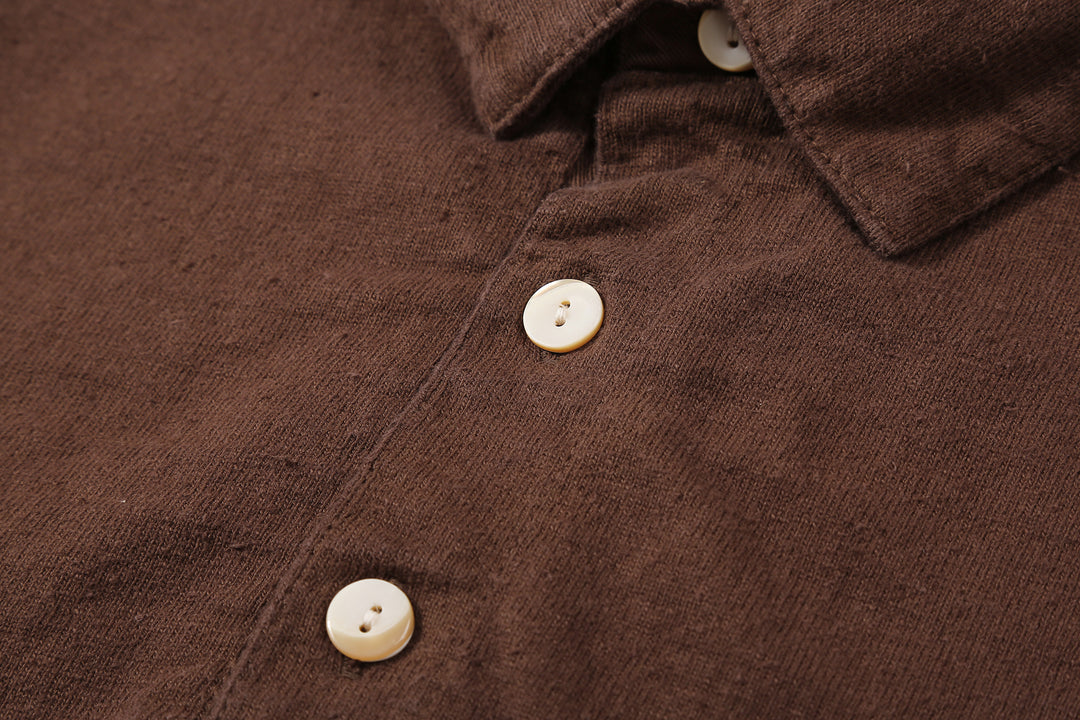 Samurai Jeans SJST-SC04 Samurai Cotton Polo Shirt Made in Japan Kuri Dark Shell Buttons