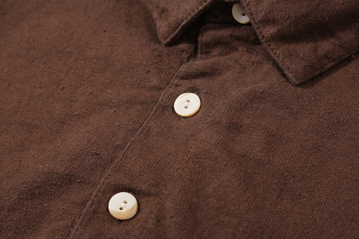 Samurai Jeans SJST-SC04 Samurai Cotton Polo Shirt Made in Japan Kuri Dark Shell Buttons