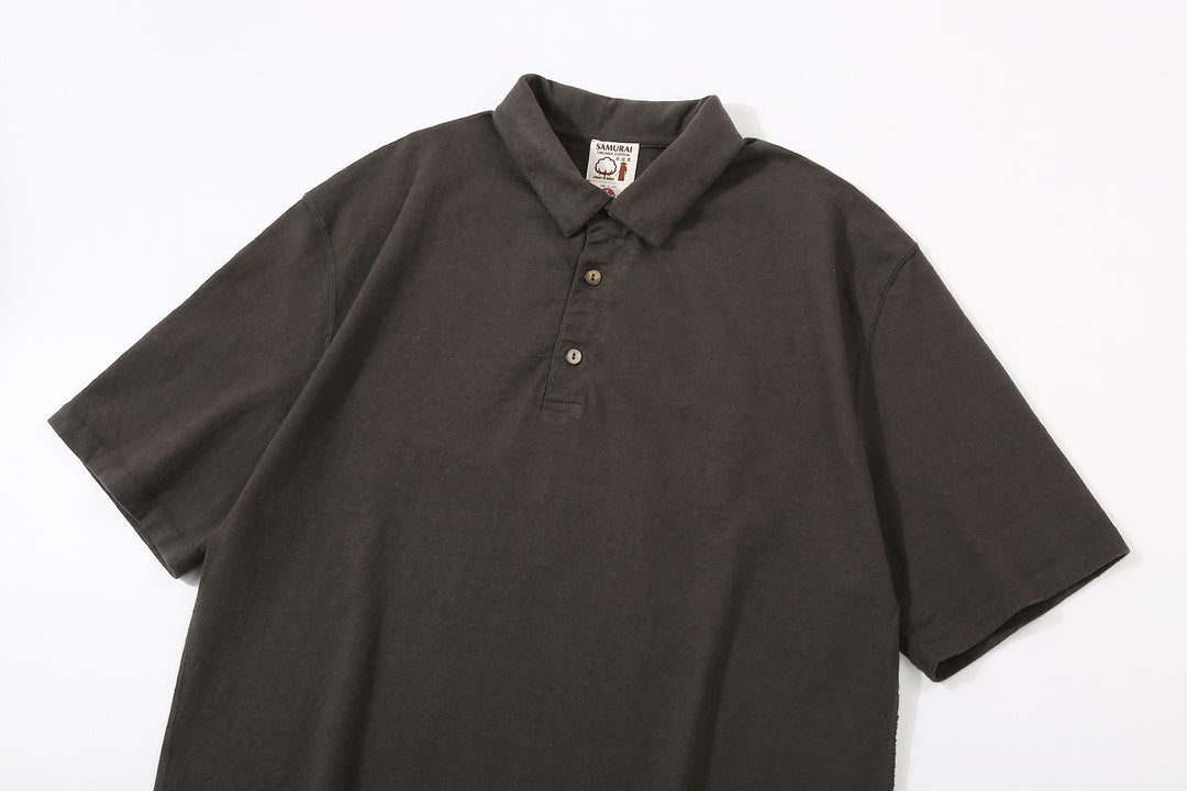 Samurai Jeans SJST-SC04 Samurai Cotton Polo Shirt Made in Japan Kuromame Placket