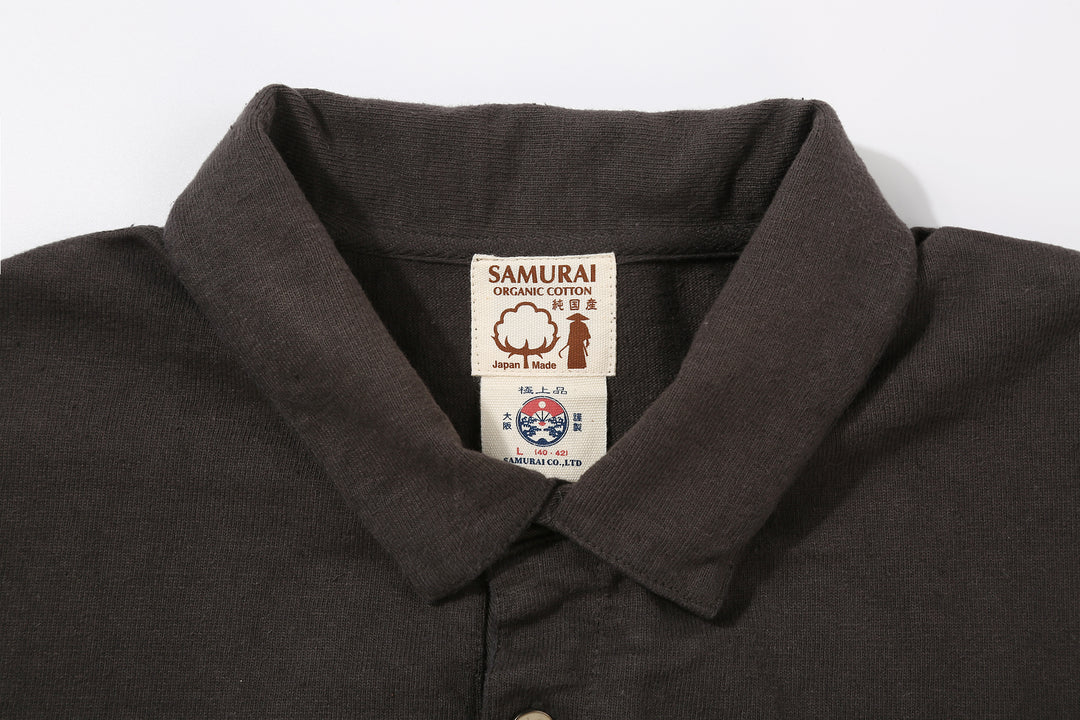 Samurai Jeans SJST-SC04 Samurai Cotton Polo Shirt Made in Japan Kuromame Collar
