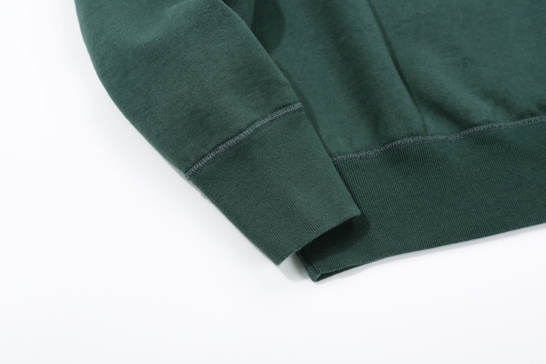 Deluxeware S101-00 20oz Loopwheeled Sweatshirt in D.Green – Ribbed Cuff and Hem Detail