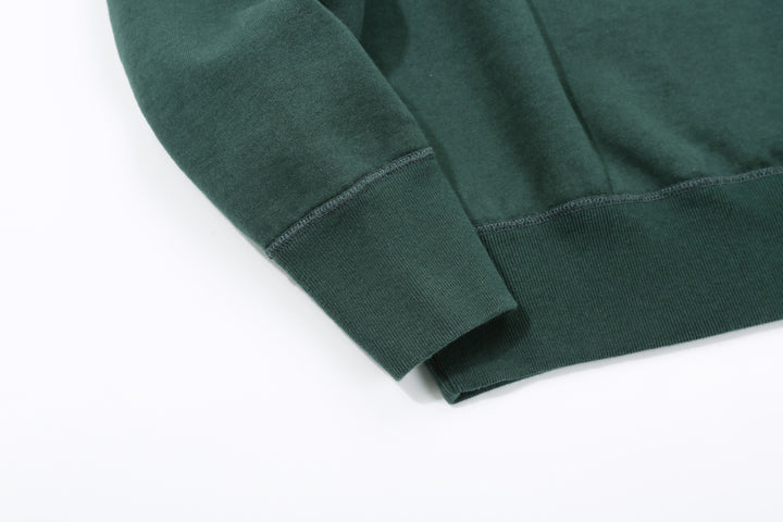 Deluxeware S101-00 20oz Loopwheeled Sweatshirt in D.Green – Ribbed Cuff and Hem Detail
