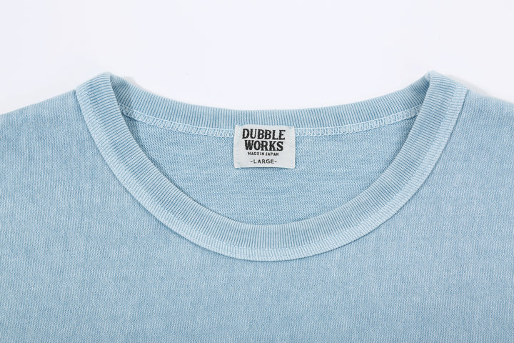 Dubble Works 37001-PD Stand Wheeler Heavyweight T-Shirt - Pigment Dyed Made in Japan Neck Detail Sax