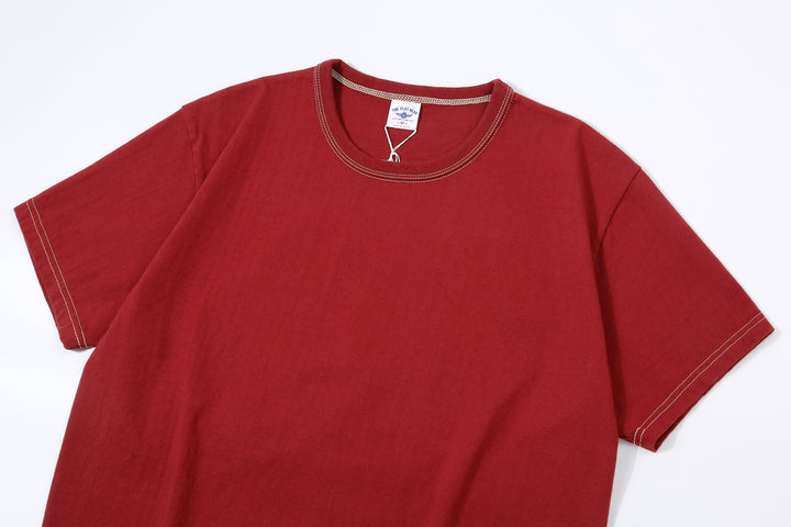 The Flat Head FN-THC-054SP eagle embroidery style print T-shirt light red front view detail