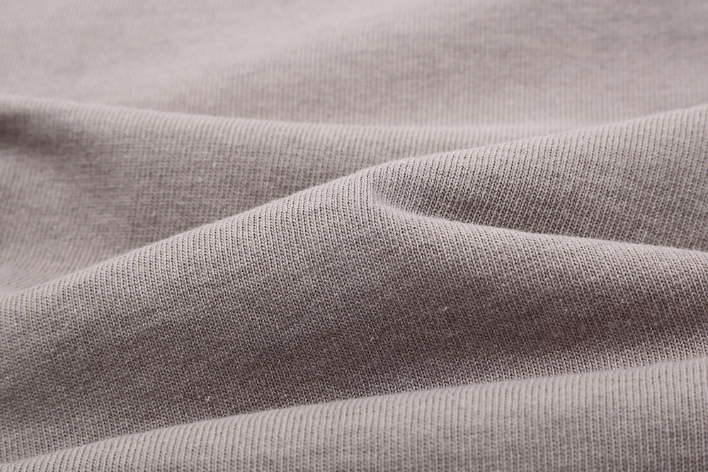 Dubble Works 37001 Stand Wheeler Heavyweight T-Shirt Made in Japan grey fabric close up