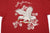 The Flat Head FN-THC-054SP eagle embroidery style print T-shirt light red logo close up