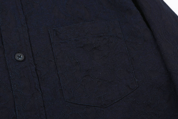 Pure Blue Japan 2226-2 Indigo Paisley Jacquard Shirt – Chest Pocket Detail