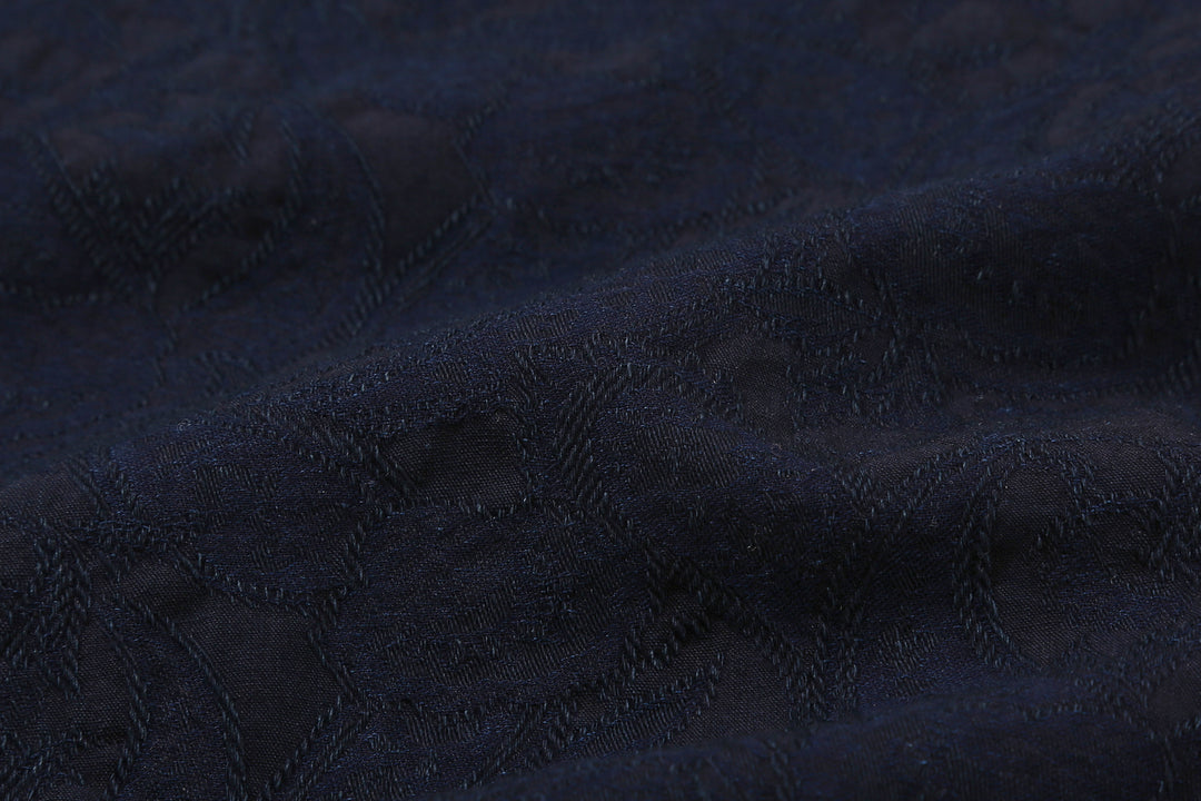 Pure Blue Japan 2226-2 Indigo Paisley Jacquard Shirt – Woven Paisley Fabric Close-Up