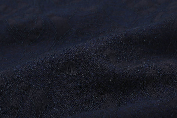 Pure Blue Japan 2226-2 Indigo Paisley Jacquard Shirt – Woven Paisley Fabric Close-Up
