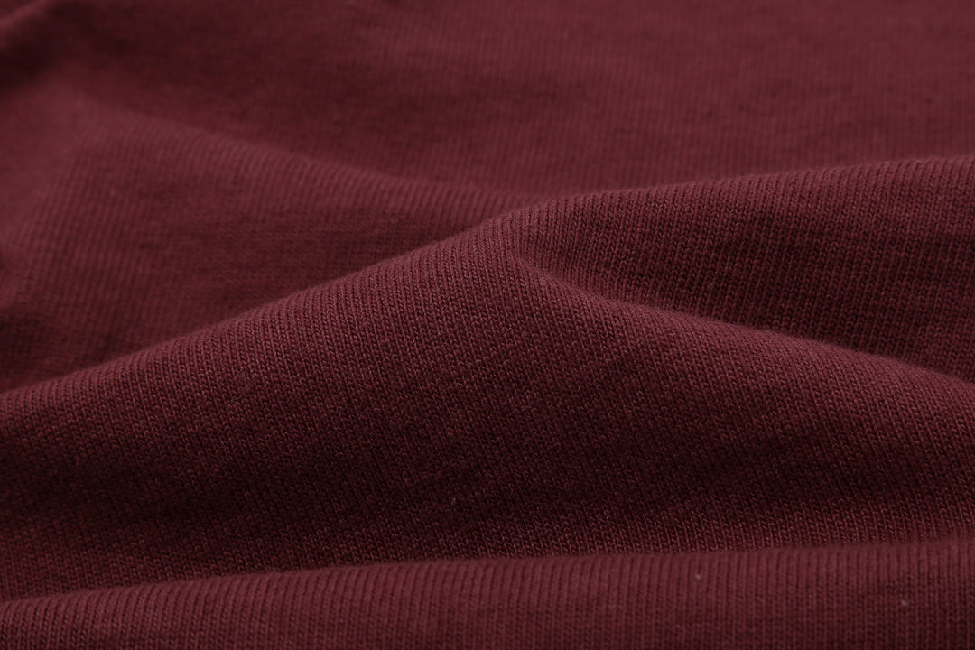 Dubble Works 37001 Stand Wheeler Heavyweight T-Shirt Made in Japan bordeaux fabric close up