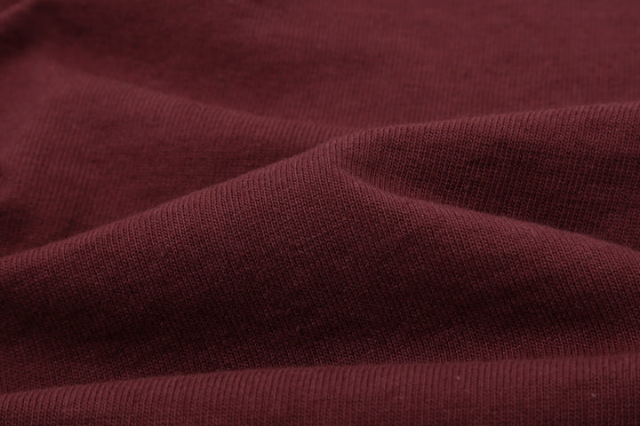 Dubble Works 37001 Stand Wheeler Heavyweight T-Shirt Made in Japan bordeaux fabric close up