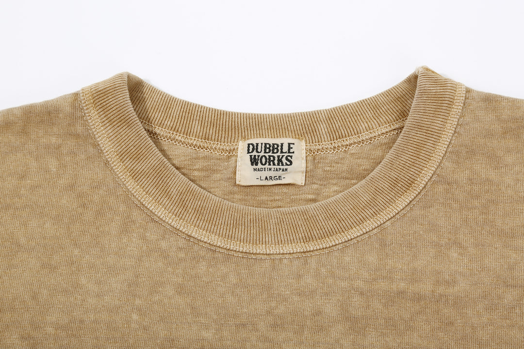 Dubble Works 7.7oz Recycled Cotton Slub Jersey T-Shirt Made in Japan Neck Detail ダブルワークス  半袖Tシャツ