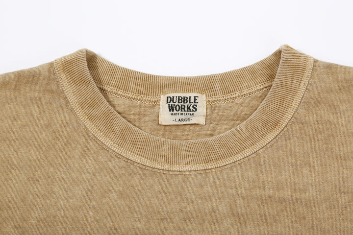Dubble Works 7.7oz Recycled Cotton Slub Jersey T-Shirt Made in Japan Neck Detail ダブルワークス  半袖Tシャツ