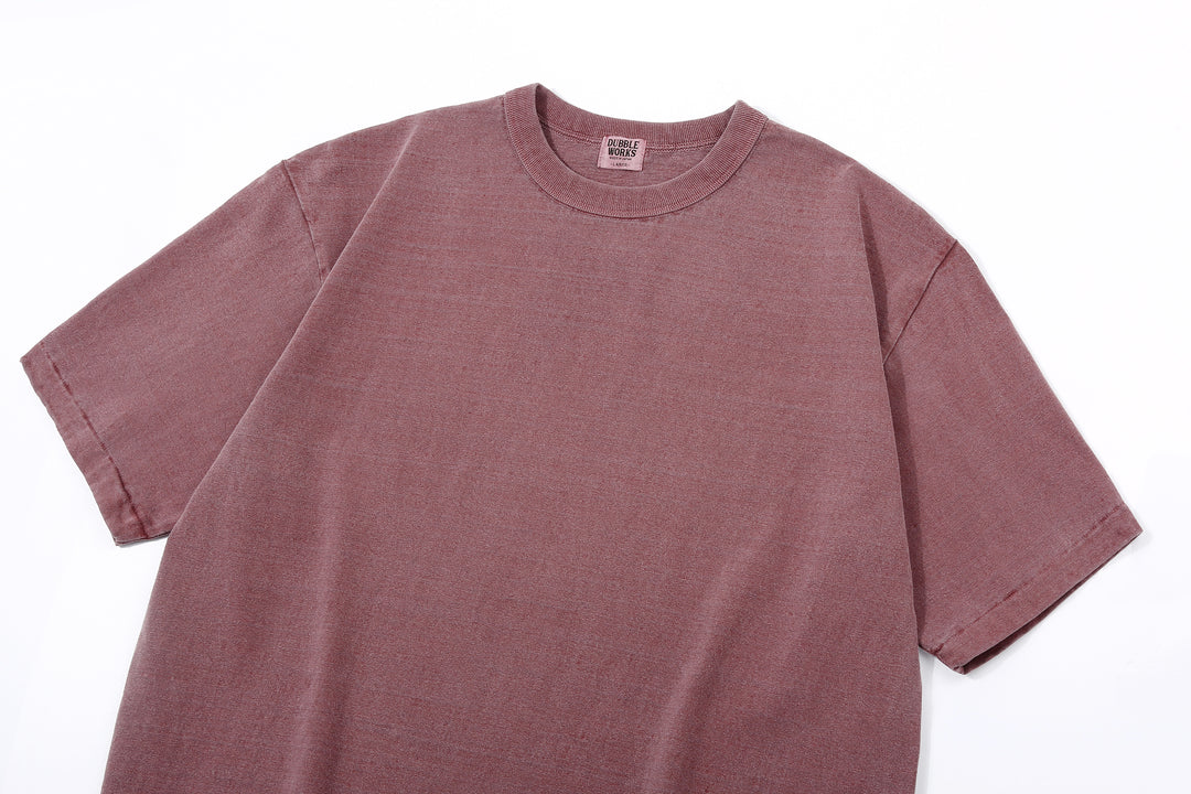 Dubble Works 7.7oz Recycled Cotton Slub Jersey T-Shirt Made in Japan Collar Bordeaux ダブルワークス  半袖Tシャツ