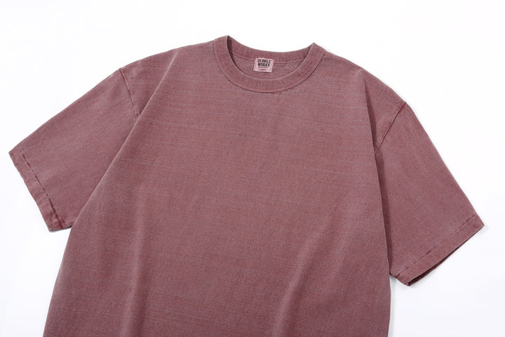 Dubble Works 7.7oz Recycled Cotton Slub Jersey T-Shirt Made in Japan Collar Bordeaux ダブルワークス  半袖Tシャツ