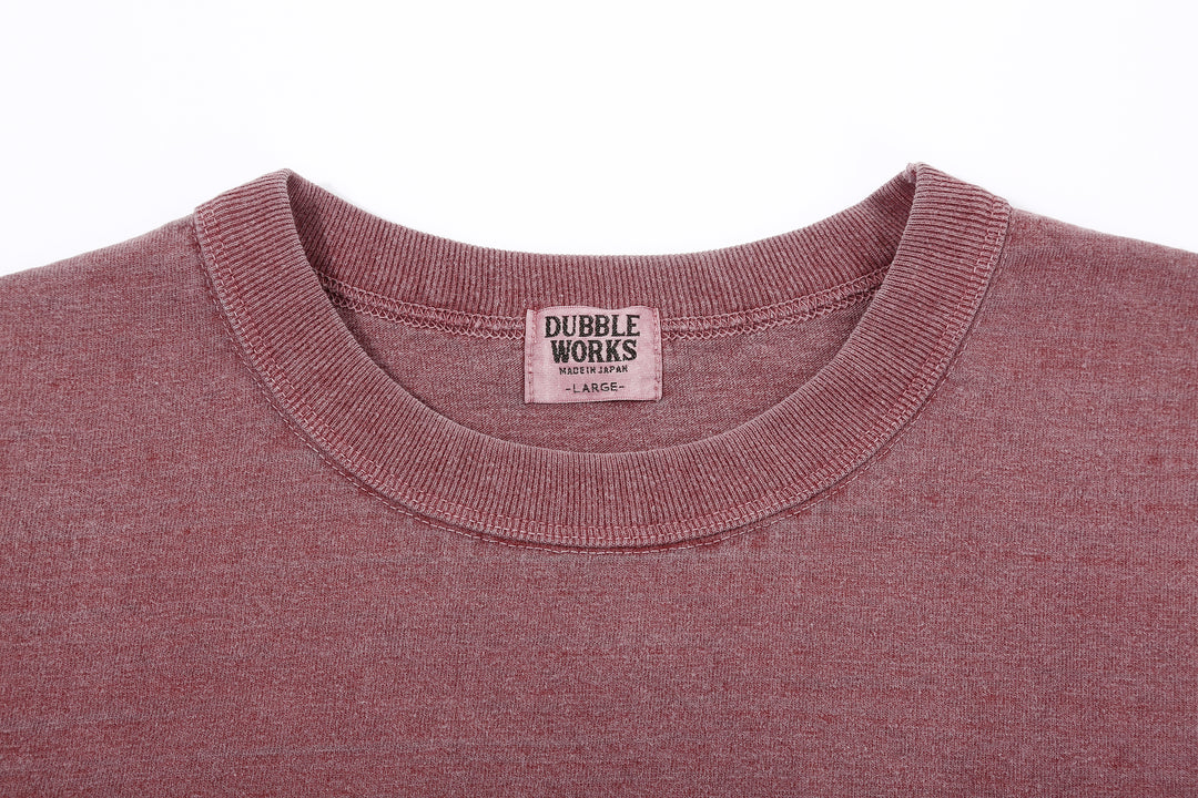 Dubble Works 7.7oz Recycled Cotton Slub Jersey T-Shirt Made in Japan Neck Detail ダブルワークス  半袖Tシャツ