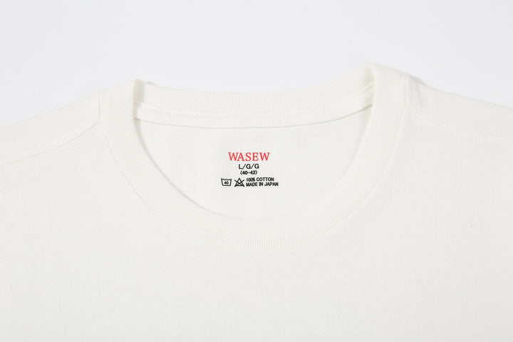 WASEW WSW-001-20 6.2oz Loopwheeled Pack T-Shirt in crew neck, made from custom loopwheeled jersey in Wakayama Japan taco binder