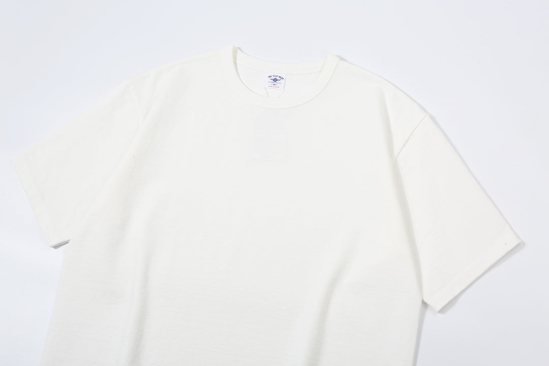 The Flat Head FN-HTK-001 20oz heavyweight loopwheel T-shirt white detail