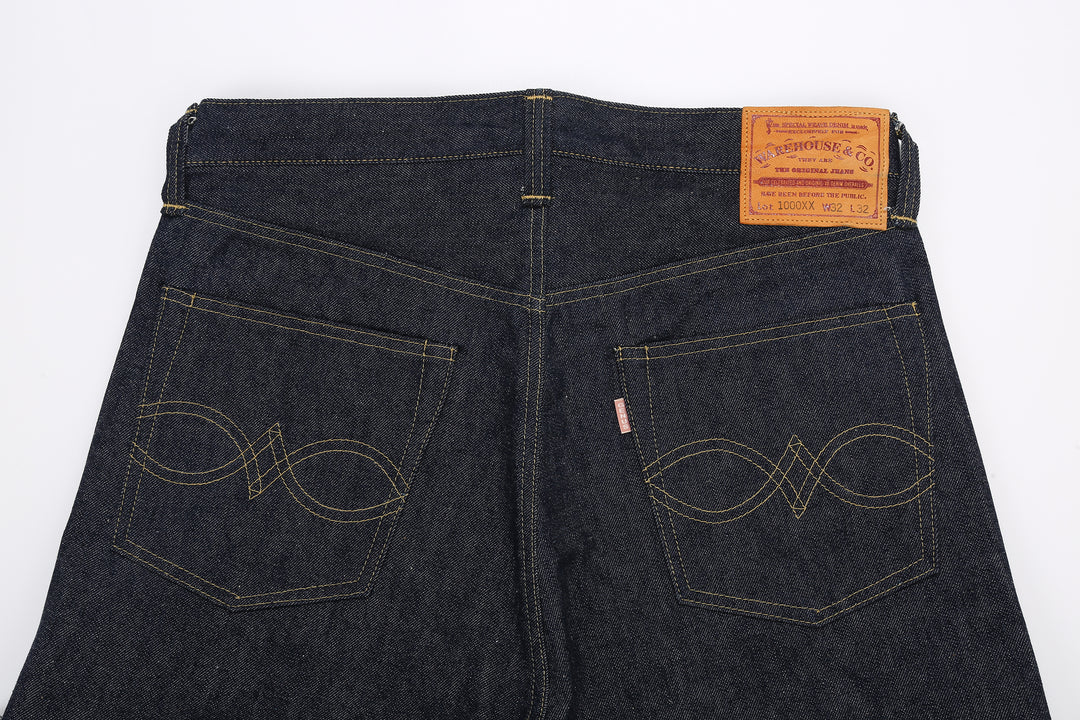 Warehouse Dead Stock Blue Lot 1000XX Straight Fit Jeans – Back Waistband And - Pockets