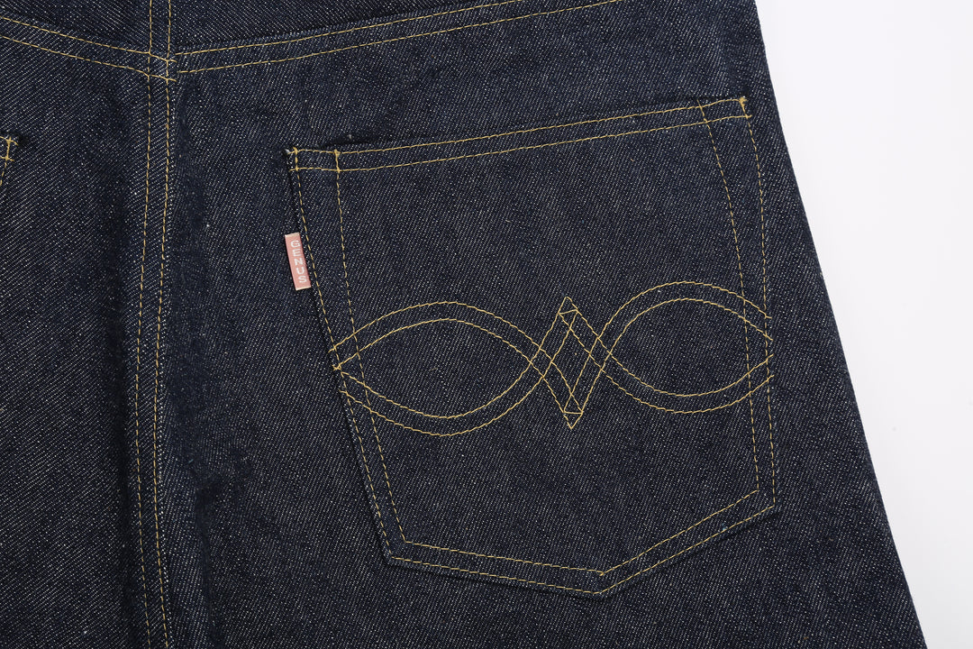 Warehouse Dead Stock Blue Lot 1000XX Straight Fit Jeans – Back Pocket - Stitching And Pink Rayon Tab